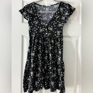 See You Monday Black and White Floral Dress